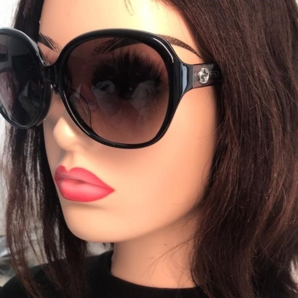 New Authentic Gucci Black Women's Sunglasses GG0080SK 002 - Picture 4 of 11
